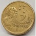AUSTRALIA 2002 . TWO 2 DOLLARS COIN . ERROR . AMAZING OFF CENTRE FLAN